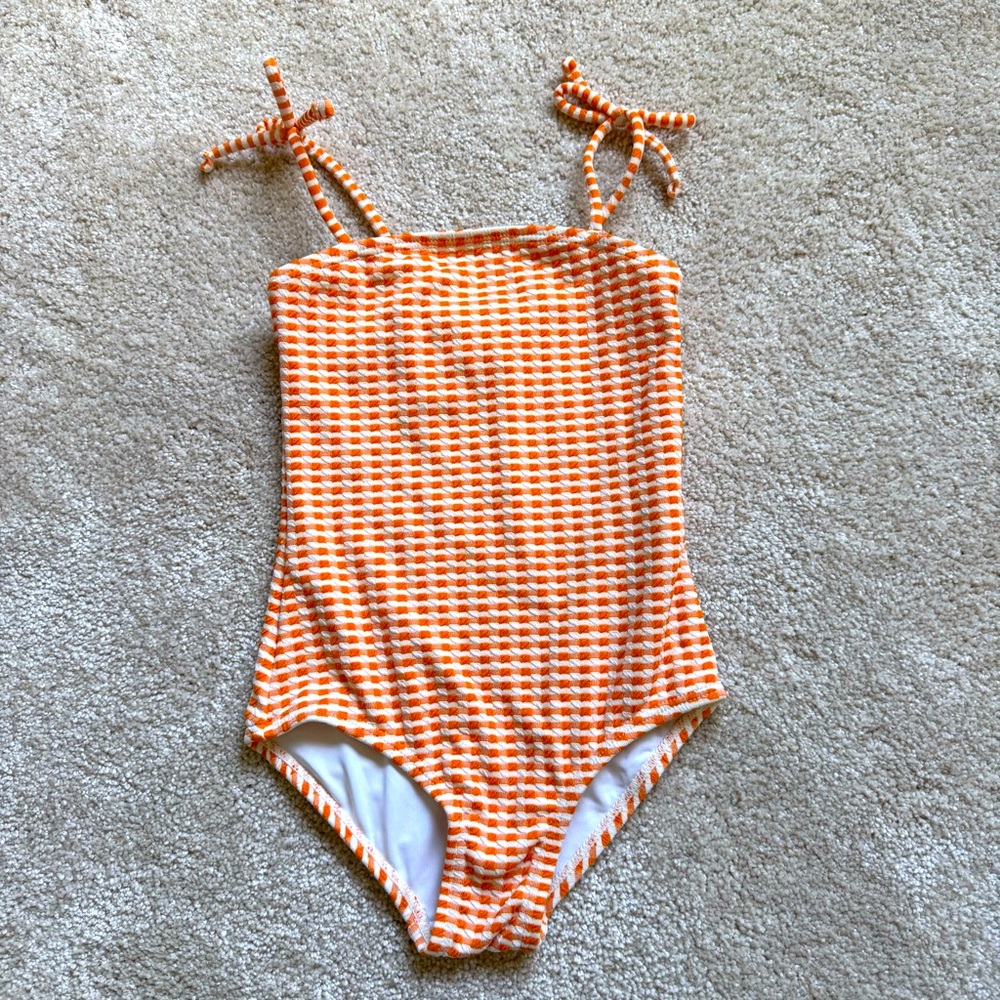 Kids Orange Gingham Swimsuit